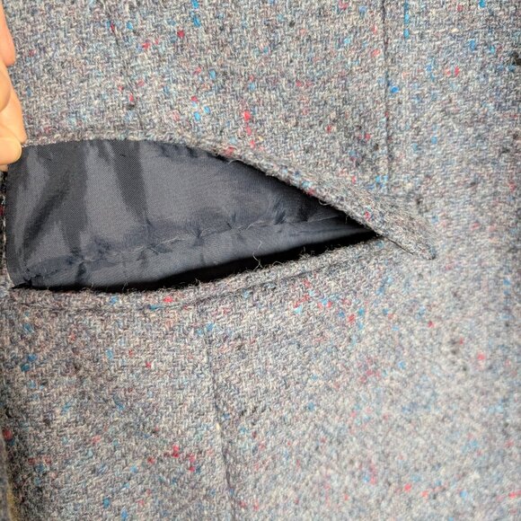 Vintage 48T DONEGAL Tweed Wool Blue Blazer Sport Coat Jacket Bespoke Ireland - Picture 6 of 16